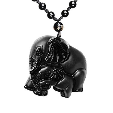ASGIFT Obsidian Lucky Necklace Power Stone Amulet Protection Pendant with Adjustable Bead Chain Healing Crystal Spiritual Gift