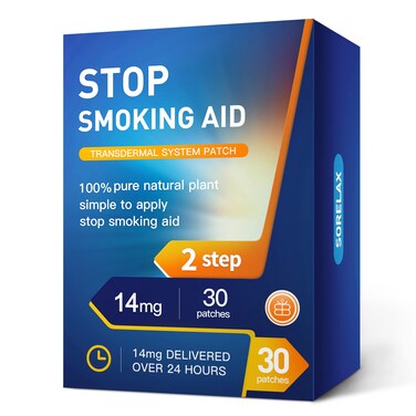 Sorelax Quit Smoking Patches, Step 2 to Help Quit Smoking, 14 mg, Delivered Over 24 Hours Transdermal System to Stop Smoking Aids That Work, 30 Patches, One Month Supply