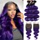 SEXAYHAIR Blue Bundles Brazilian Remy Human Hair, 2 Tone Ombre, 3 Bundles Unprocessed Body Wave for Women (12 14 16 Inch)