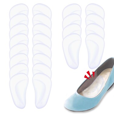 Correct Position Arch Support Shoe Insoles for Flat Feet, Gel Arch Inserts for Plantar Fasciitis, Adhesive Arch Pad for Relieve Pressure and Feet Pain- 12 Pairs (Clear)