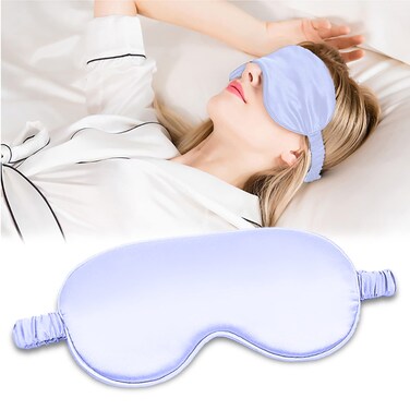 Sleep Mask, Silk Sleeping Eye Mask for Women Men, Adjustable Light Comfy Eye Sleep Shade Cover, Blindfold for Travel Yoga Nap (Blue)