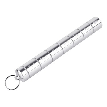 Pill Box Organizer, 7 Compartment Pill Case, Waterproof Emergency Medicine Container, Daily Pills Holder, Pill Dispenser Storage Box with Keychain, Ideal for Travel/Outdoor/Crush-Resistant (Sliver)