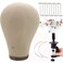 Cork Canvas Block Wig Head Mannequin for Wigs 24 inch Wig Head Stand with Mannequin Head for Styling Wig Making Kit Holder Head Pins Clamp for Wig Styling Stand (21-24 inch)