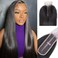 2x6 HD Lace Closure Straight Closure Wigs Human Hair 130% Density Pre Plucked with Natural Hairline Deep Part Tiny Knots 0.10mm Ultra-thin Invisible Lace Closure(14 Inch)