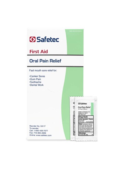 Safetec Oral Pain Relief Gel.75 g. Pouch 144 ct. Box (12 Boxes/case)