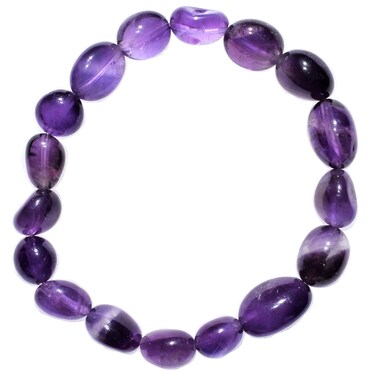 Zenergy Gems CHARGED Dark Amethyst Crystal Bracelet Tumble Polished Stretchy + Selenite Heart Charging Crystal (OPEN &amp; HEAL THE HEART CHAKRA - SOOTHE HURT, LONELINESS &amp; ANXIETY) [REIKI]