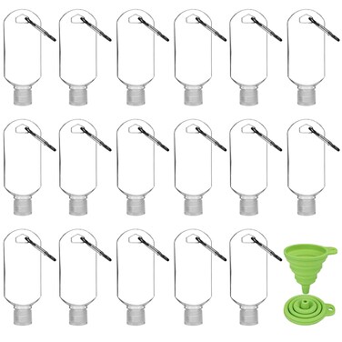Abodhu 30Pcs Empty Hand Sanitizer Travel Bottles with Keychain 2.03oz/60ml Portable Clear Leakproof Portable Refillable Plastic Squeeze Containers