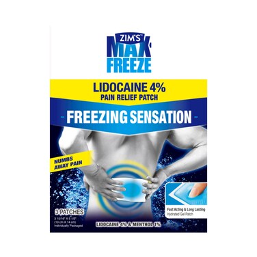 Zim's Max Freeze 4% Lidocaine Pain Relief Patches   3 Count