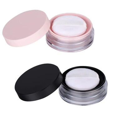 HLLMX 2 PCS Empty Loose Powder Container 10g Reusable Loose Powder Compact Case Make Compact Container DIY Makeup Powder Case with Sponge Powder PuffElasticated Net Sifter and Threaded Screw