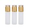 3PCS Clear Empty Frosted Glass Lotion Pump Bottle With Golden Acrylic Cover Reusable Storage Vial Sample Packing Dispenser Container For Storing Facial Cleanser Essence Liquid Foundation(60ML/2OZ)