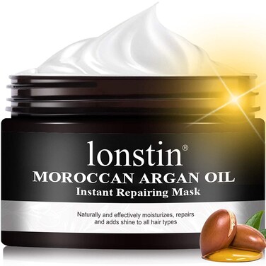 lonstin Hair Treatment Mask, Argan Oil Hair Mask Deep Conditioner Keratin Hair Mask Treatment for Dry Damaged Hair, Anti-Frizz &amp; Split Ends, Hydrating Hair Repair Mask for Men Women, 10.14 Fl Oz