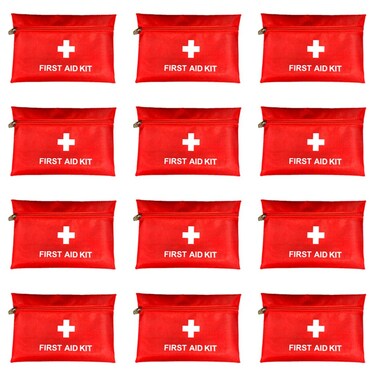 Red First Aid Bag Empty First Aid Kit Empty Waterproof First Aid Pouch Small Mini for First Aid Kits Pack Emergency Hiking Backpacking Camping Travel Car Cycling (Red, 7.9x5.5" 12 Pack)