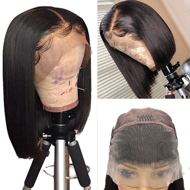 10inch Bob Wig Human Hair 13x4 Straight Lace Front Wigs Human Hair 200% Density 15A Straight Bob Wigs For Black Women Pre Plucked with Baby Hair (10inch, 13 * 4 Bob ST)