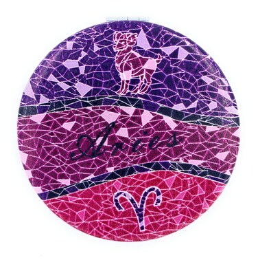 Compact Mirror Aries Gifts for Women Pocket Tocken with Zodiac Sign Aries Makeup Mirror Folding for Purses