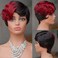 Pixie Cut Wig Human Hair for Black Women T1B/99J Burgundy Short Wigs Human Hair Curly Glueless Wig with Bangs Brazilian Real Human Hair Layered Haircut Wigs Full Machine Made Wig (T1B/99J)