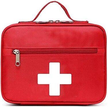 Gatycallaty First Aid Bag Empty Emergency Treatment Medical Bags Multi-Pocket for Home School Office Car Traveling Hiking Trip Daycare (LARGE -RED)