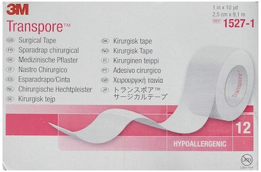 3M Transpore Surgical Tape, 1" x 10 yds, 12 Count (Pack of 1)