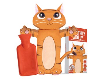 Monthly Molly - Cold &amp; Hot Water Bottle for Pain Relief &amp; Cramps, Dual Heat Options, Period Menstrual Heating Pad for Teen Girls &amp; Women, Portable Back Pain Relief, Tiger Plush Cover, by Sixdrop