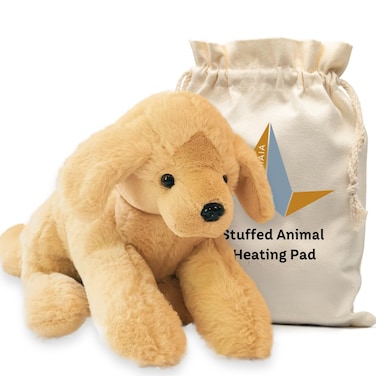 Plush Heating Pads - Microwavable Heating Pad for Cramps - Stuffed Animals for Cramp, Stress Calming -Golden Retriever Heating Pad- Comfort Gift for Kids, Pets, Girls (Snuggly Dog, Brown)
