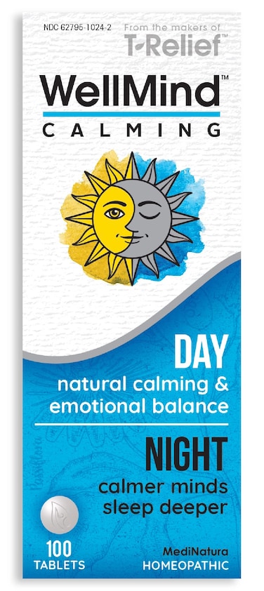 MediNatura WellMind Natural Calming Remedy Helps Ease Stress, Tension &amp; Nervousness - 10 Homeopathic Soothing Botanicals Help Calm &amp; Balance Anxious Feelings for Women &amp; Men - 100 Tablets
