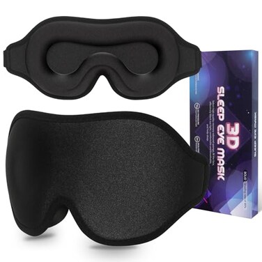 Sleep Mask 100% Light Blocking Eye Mask for Sleeping 3D Memory Foam Eye Covers with Adjustable Strap Night Blindfold for Men Women Black