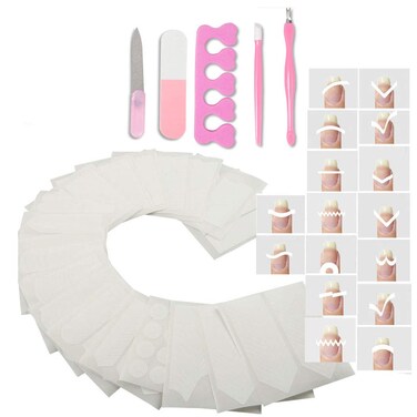 French Nail Tip Guide Heart Star Wave Smile Shapes Nail Stencil Stickers DIY Nail Art Nail Accessories 36 Style 24 Sheets with A Nail Art Set(5Pcs)