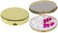 Set of 2 Oval-Shaped Pocket Purse Pill Box &amp; Organizer with Dual Compartments (Gold Flat Top)
