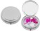 Set of 2 Circular Triple-Compartment Pocket Purse Pill Box &amp; Organizer with Insert (Silver Flat Top - Engravable)