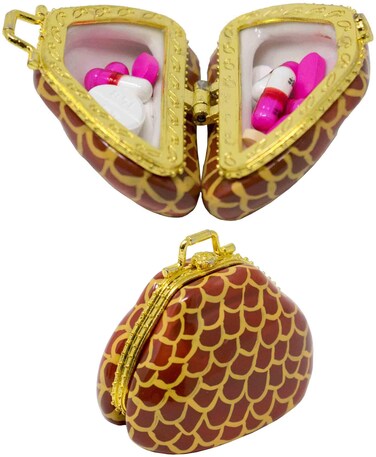 Stephanie Imports Set of 2 Ceramic Purse-Shaped Compact Pill Box &amp; Organizer (Crocodile)