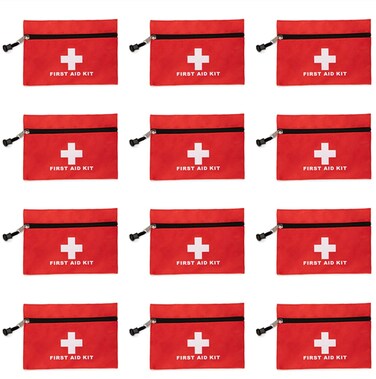 Red First Aid Bag Small First Aid Kit Empty Medical Storage Bag for First Aid Kits Pack Emergency Hiking Backpacking Camping Cycling Travel Car (Red 6.3x4.3 12PCS)
