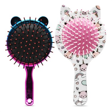 2Pcs Detangling Brush - Soft Flexible Massage Brush for Long, Short, Curly or Straight Wet/Dry Hair, Anti-Static Cat Hair Brush for Kids and Women