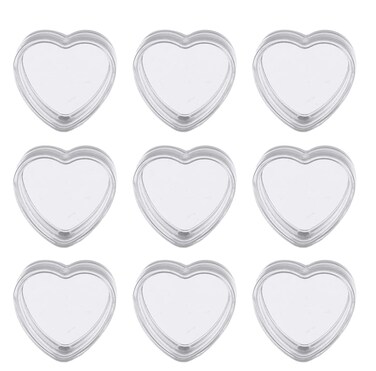60 Pcs 5g Empty Clear Cream Box Jars Heart Shaped Pot Jars Refillable Plastic Cream Jar Cosmetic Container Makeup Sample Trial Case Storage with Lid for Lip Blam Lotion Eyeshadow Nails Powder