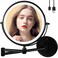 9" Wall Mounted Makeup Mirror with Light, Black 10X Magnifying Glass, Bathroom Shaving Magnifying Mirror, 3000mAh USB Charging (960B10X)