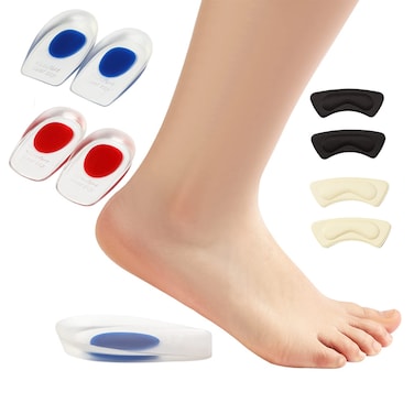 Gel Heel Cups Plantar Fasciitis Inserts - Silicone Heel Cup Pads for Bone Spurs Pain Relief Protectors of Your Sore or Bruised Feet Best Insole Gels Treatment