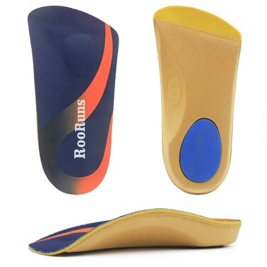 Arch Support, RooRuns 3/4 Orthotic Shoe Inserts for Over-Pronation, Plantar Fasciitis, Heel Pain Relief, High Arch Support Insoles for Men and Women for Running Walking