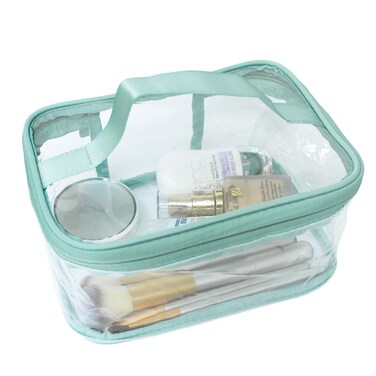 Toiletry Bag Makeup Cosmetic Clear Bag Portable Waterproof Transparent Travel Large Storage Green