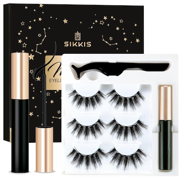 Magnetic Eyelashes with Eyeliner - Magnetic Eyeliner and Lashes Kit, 5D Faux Mink Lashes,Eyelashes Long Reusable False Lashes (3 Pairs)
