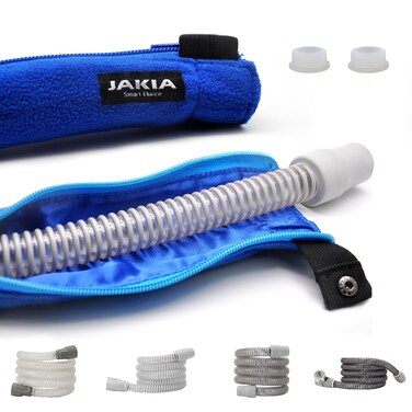 JAKIA CPAP Tube Cover Sleeve Wrap Insulator Protector,6.2 ft Long Double Fabric Soft Fleece with Full Length Zipper,Soft Surface Safe and Comfortable 2 Hose Bushing Included