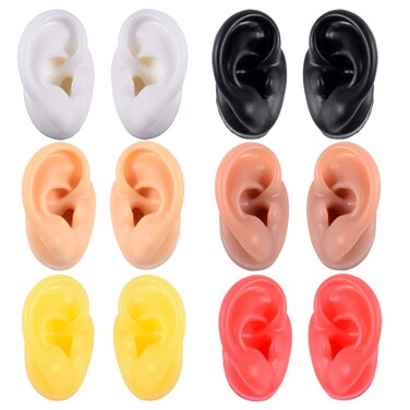 Soft Silicone Ear Model for Hearing aid 1:1 Human Ear Ear Model Simulation Display Props Teaching Tools Jewelry Display Earrings (On Pair White Color)