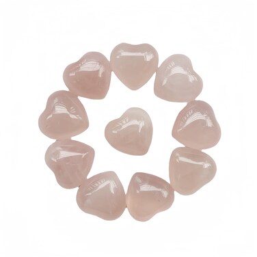 10 Pcs Natural Rose Quartz Mini Heart Love Healing Palm Crystal Energy Gemstones Chakra Reiki Balancing(0.6 Inchs)