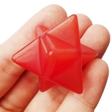 Red Cat's Eye Stone Merkaba Crystal Protection Sacred Meditation Energy Healing Chakra,1 Inchs Hexagonal Star Crystals and Healing Stone