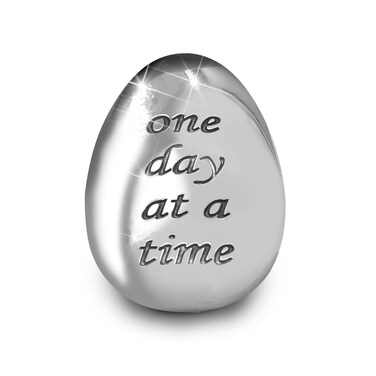 Soothing Stone Thumb Stones Relieve Anxiety Stones Lucky Inspirational Gift for Parent Family Friend, Meaning One Day at a Time (Glossy Silver, 1)