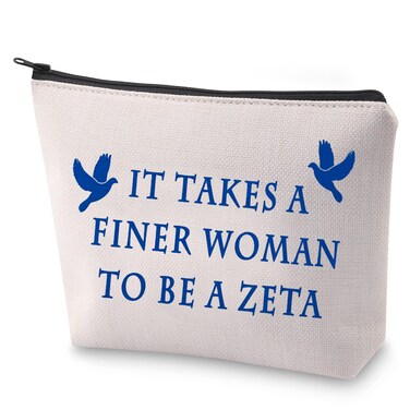 BLUPARK 1920 Sorority Gift Finer Women Makeup Bag Navy Pigeon Greek Sorority Inspired Gift (It Takes A Finer Women)