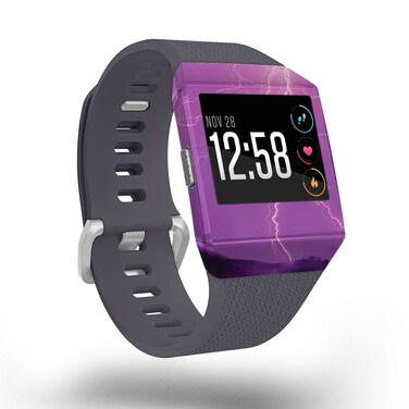 MightySkins Skin Compatible with Fitbit Ionic - Purple Lightning   Protective, Durable, and Unique Vinyl Decal wrap Cover   Easy to Apply, Remove, and Change Styles   Made in The USA