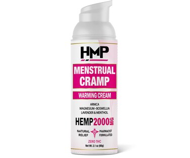 Menstrual Cramp Hemp Cream Supports Period Cramps Including Pre - Menstrual Cramp, 2000MG w Menthol, Fast and Effective, Easy to Use, Made in USA Natural Formula 2.1oz