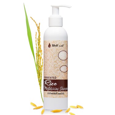 Well's Oil Fermented Rice Water Shampoo (8 Fl Oz) - For Hair Growth and Scalp Care   Thickening, Nourishing &amp; Strengthening   With Natural Essential Oils