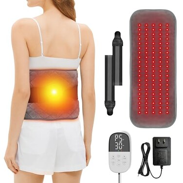Red Light Therapy Heating Wrap Belt for Body, Lower Back, Legs, and Arms, Featuring 660 nm Red Light Therapy and 850 nm Near Infrared Red Light Therapy LED Chips, Wearable Heating Pad