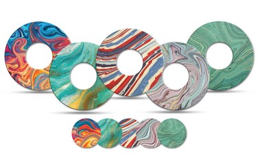 Marbles - Adhesive Patch for Libre 2 Sensor, Watertight, Freestyle Libre Transmitter, Peel Resistant, Hypoallergenic, Freestyle Libre 2 Sensor Cartoons Pack of 5(Freestyle Libre)