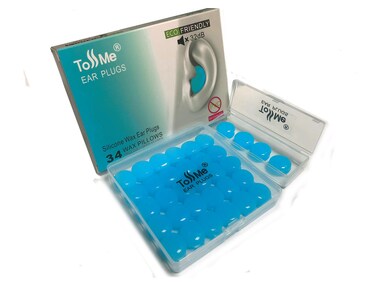 Wax Ear Plugs for Sleep - 34 Silicone Wax Earplugs for Swimming and Sleeping - Gel Ear Plugs for Noise Cancelling, Ear Protection - 32dB Noise Reduction earplugs (34-Pieces) Blue