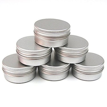 CTKcom 1/2-Ounce Metal Steel Tins Screw Top Flat Aluminum Silver Slide Round Tin Containers,1/2-Ounce Metal Steel Tin For Lip Balm,Crafts,Cosmetic,Candles,Travel Storage Kit (Pack of 10)